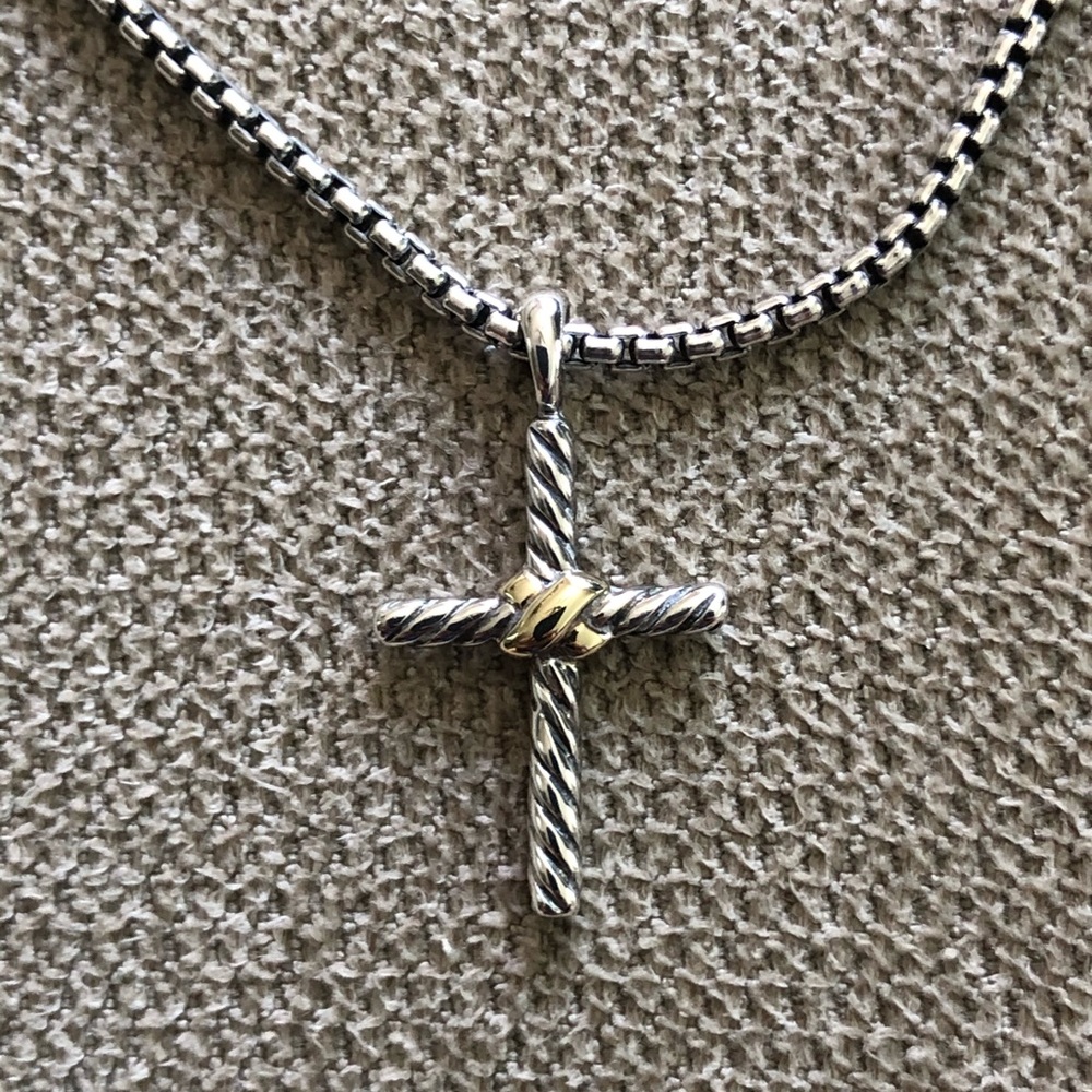 David Yurman Petite X Cross Necklace with 14K Gold